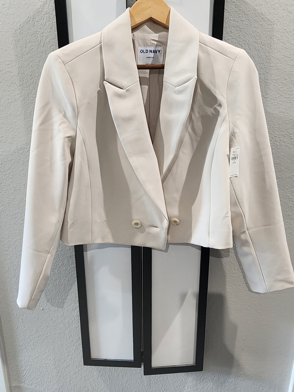 Old Navy Cream Cropped Double-Button Blazer